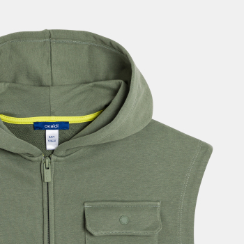 Boy's khaki sleeveless hoodie