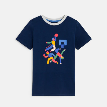 T-shirt manches courtes à motif bleu marine Garçon