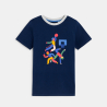 Boy's navy blue short-sleeve T-shirt with motif