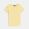 Girl's plain yellow pointelle T-shirt with short sleeves