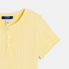 T-shirt uni manches courtes pointelle jaune Fille
