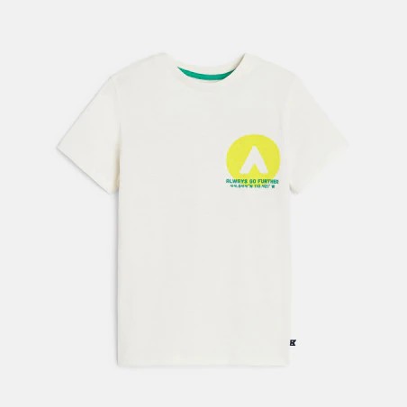 T-shirt manches courtes à message blanc Garçon