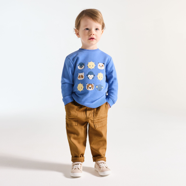 Pantalon lin et coton marron bébé garçon