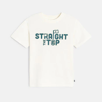 T-shirt manches courtes à message blanc Garçon
