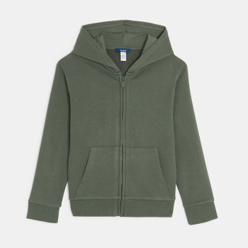 Boy's green zip-up hoodie