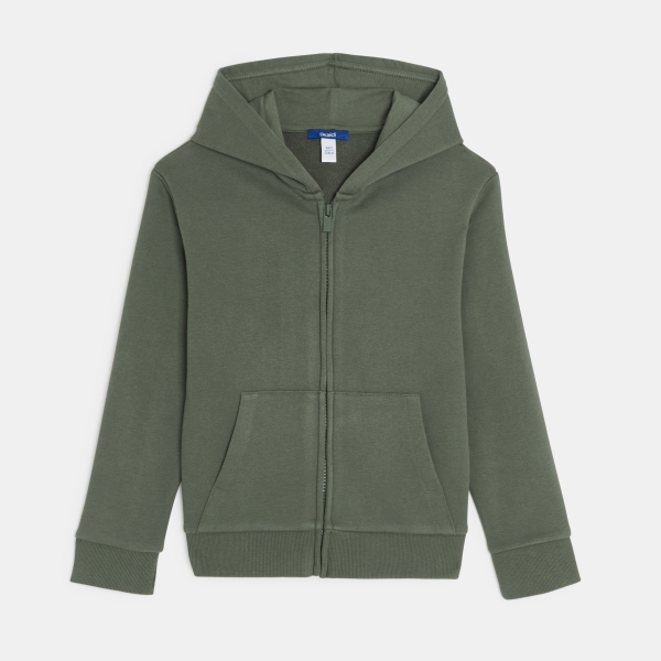 Boy's green zip-up hoodie