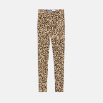 Girl's brown leopard print jersey leggings