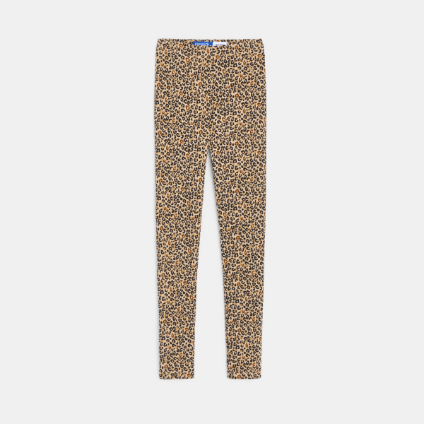 Girl's brown leopard print jersey leggings