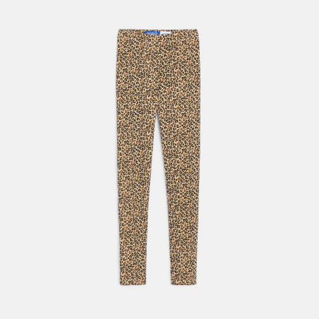 Leggings léopard en jersey marron Fille