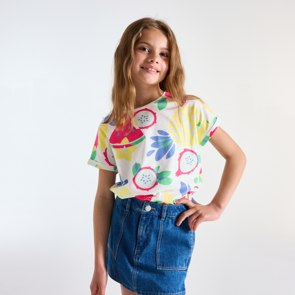 Girl's multicoloured printed T-shirt