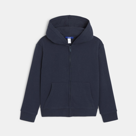 Sweat zippé à capuche bleu garçon