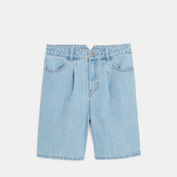 Girl's faded blue denim Bermuda shorts
