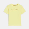 Boy's yellow slogan T-shirt with short sleeves