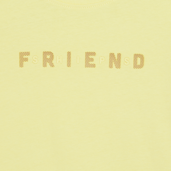 Boy's yellow slogan T-shirt with short sleeves