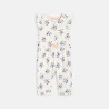 Combi longue fleurs chats bleu bébé fille