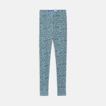 Girl's long blue leopard print jersey leggings