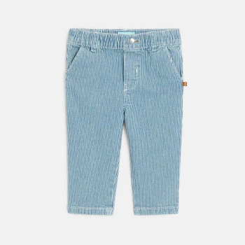 Pantalon rayé twill bleu bébé garçon