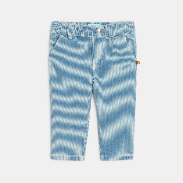 Pantalon rayé twill bleu bébé garçon