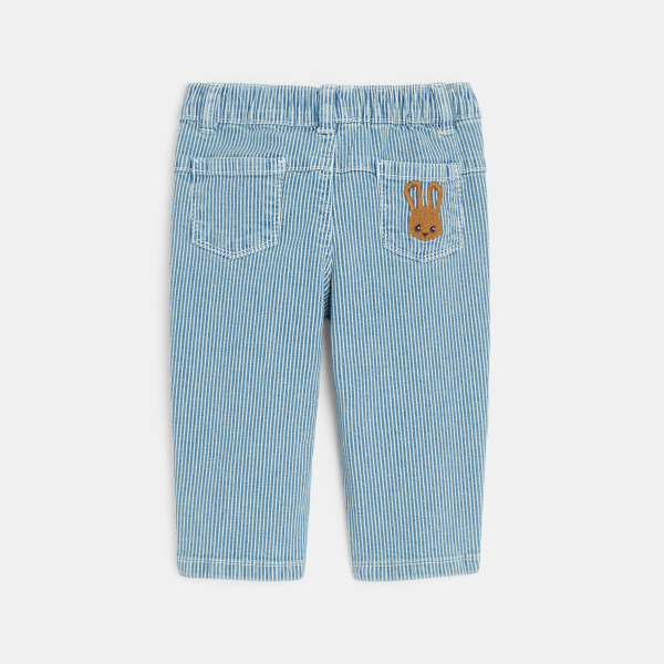 Pantalon rayé twill bleu bébé garçon