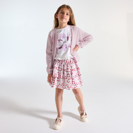 Girl's mauve openwork cardigan Girl's mauve openwork cardigan