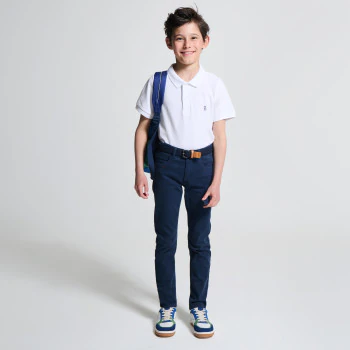 Pantalon slim en toile unie bleu garçon
