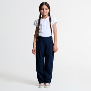 Polo uni blanc fille