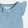 Combi longue rayée twill bleu bébé fille