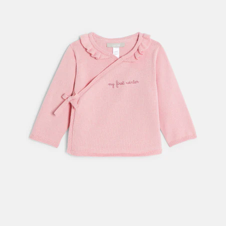 Newborn baby girl's pink floral knitted jumper and trousers