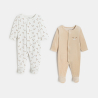 Baby boy's brown bear velours sleepsuit (pack of 2)