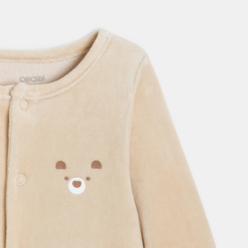 Baby boy's brown bear velours sleepsuit (pack of 2)