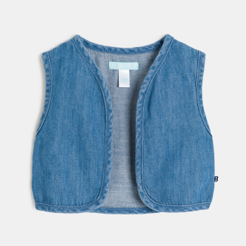 Baby girl's lightweight fleece dress and white denim jacket