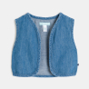 Robe molleton léger et gilet denim blanc bébé fille
