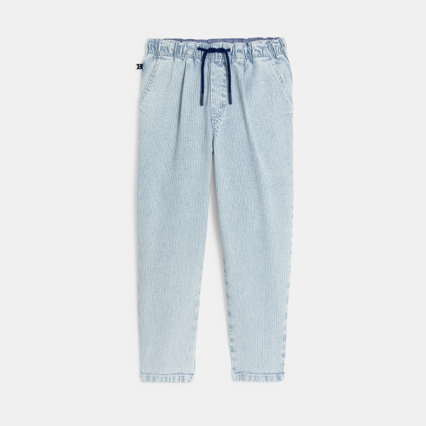 Pantalon rayé délavé bleu Garçon