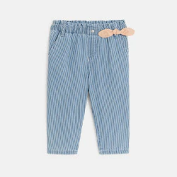 Baby girl's blue trousers with a fine stripe