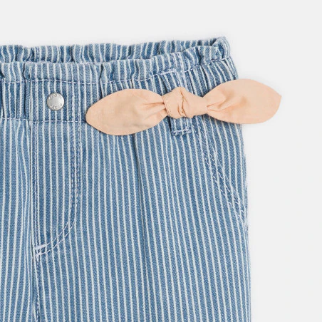 Pantalon fine rayure bleu bébé fille