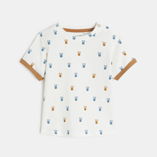 Salopette longue rayée et t-shirt lapin bleu bébé garçon
