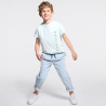 Boy's aqua green slogan T-shirt with short sleeves