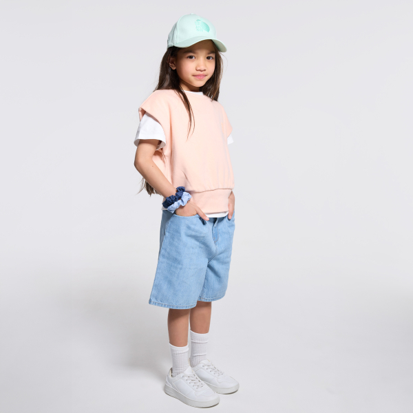 Girl's faded blue denim Bermuda shorts