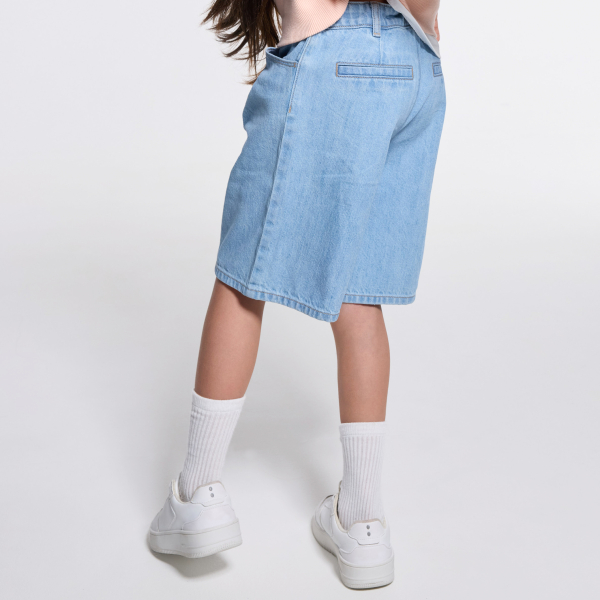 Bermuda en jean délavé bleu Fille