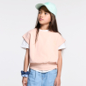Girl's plain pink short-sleeve sweatshirt
