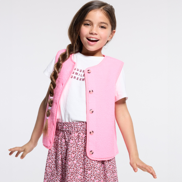 T-shirt à message rose blanc Fille 