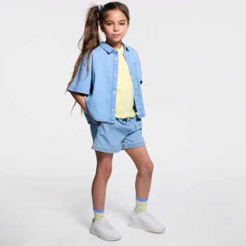 Girls lightweight blue denim shorts