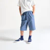 Boy's plain blue linen Bermuda shorts
