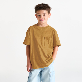 T-shirt manches courtes uni marron clair Garçon