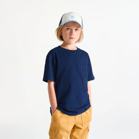 T-shirt manches courtes uni bleu marine Garçon