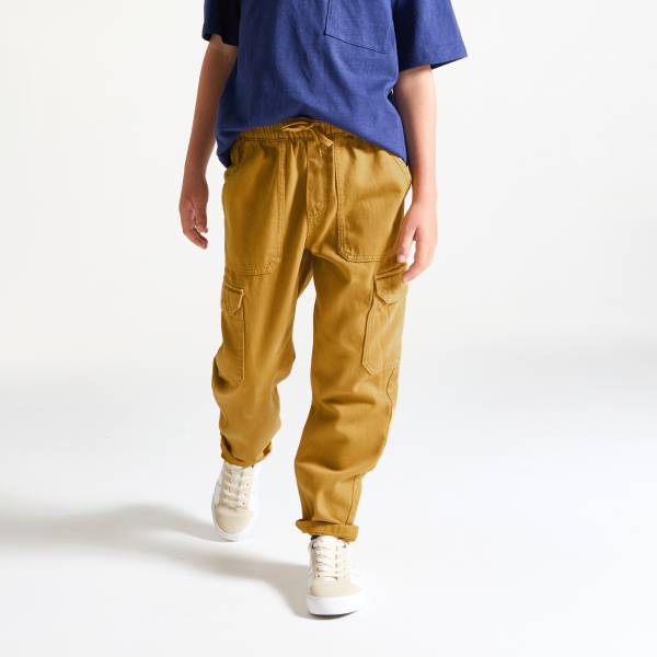 Pantalon chino en toile jaune ocre Garçon