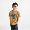 Boy's brown short-sleeve T-shirt with bike design