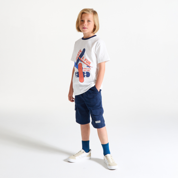 Boy's navy blue cargo Bermuda shorts