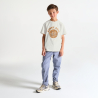 Boy's white short-sleeved T-shirt with bike motif