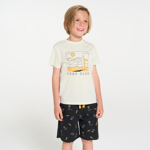 Pyjama-short en jersey blanc Garçon